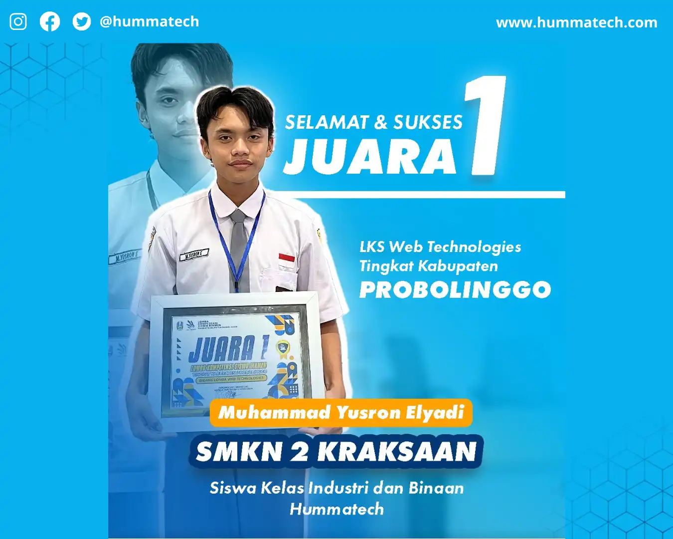 Siswa Kelas Industri Hummatech dari SMKN 2 Kraksaan Raih Juara 1 LKS Web Technologies di Tingkat Kabupaten Probolinggo